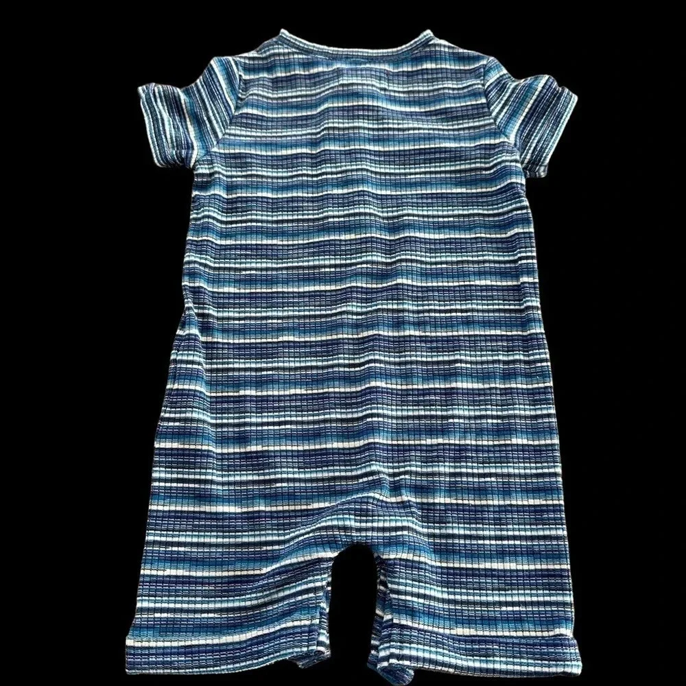 Me & Henry Baby size 3-6 months Blue‎ Ribbed Shorts Romper One Piece boys Knit